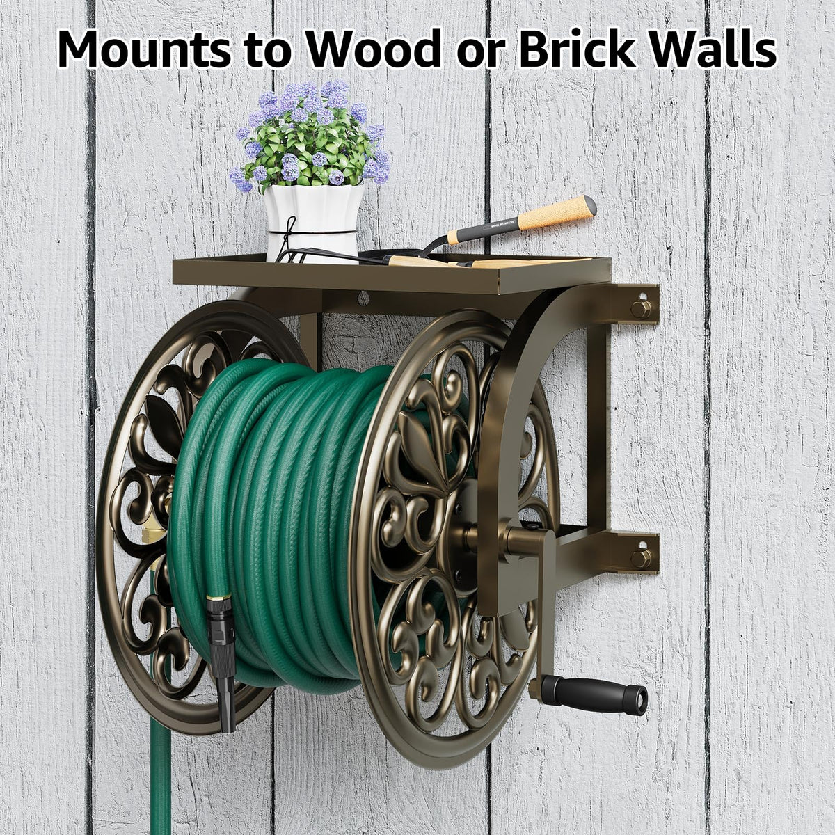 Wall Mount Garden Hose Reel, Holds 200-Feet of 5/8-Inch Hose P66084