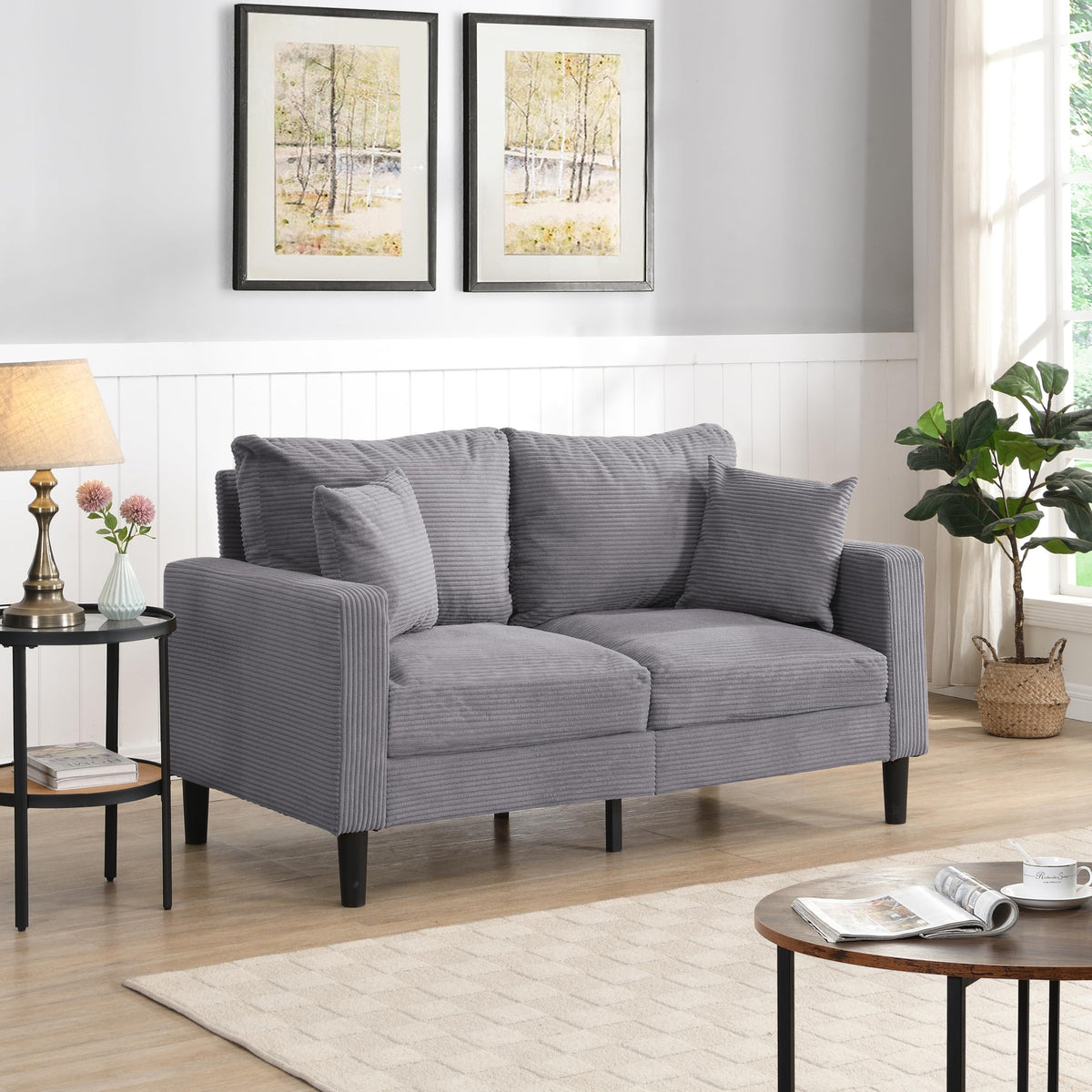 Light Gray Upholstered Loveseat Sofa T70872