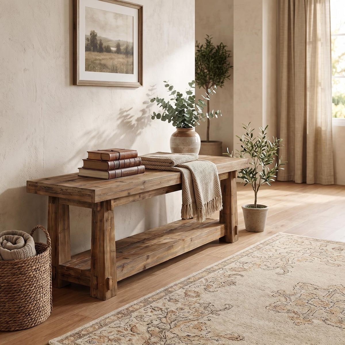55" Wood Entryway Bench with Shoe Storage K850620