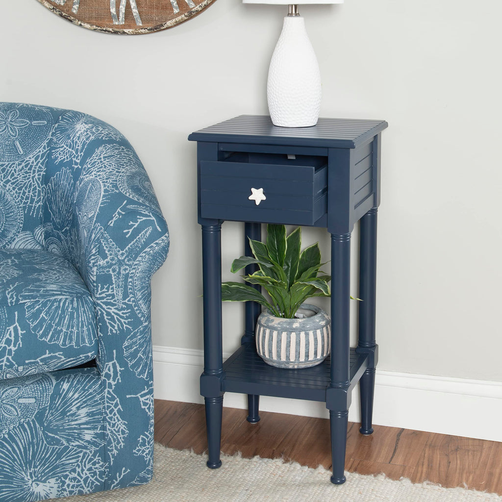 Navy Small Accent Table with Storage L192