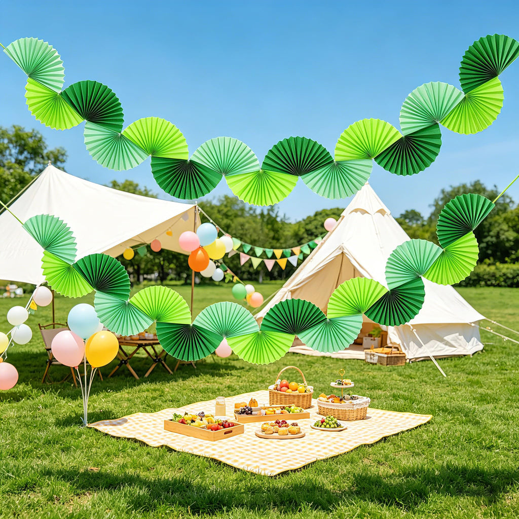 Green Paper Fan Garlands L893