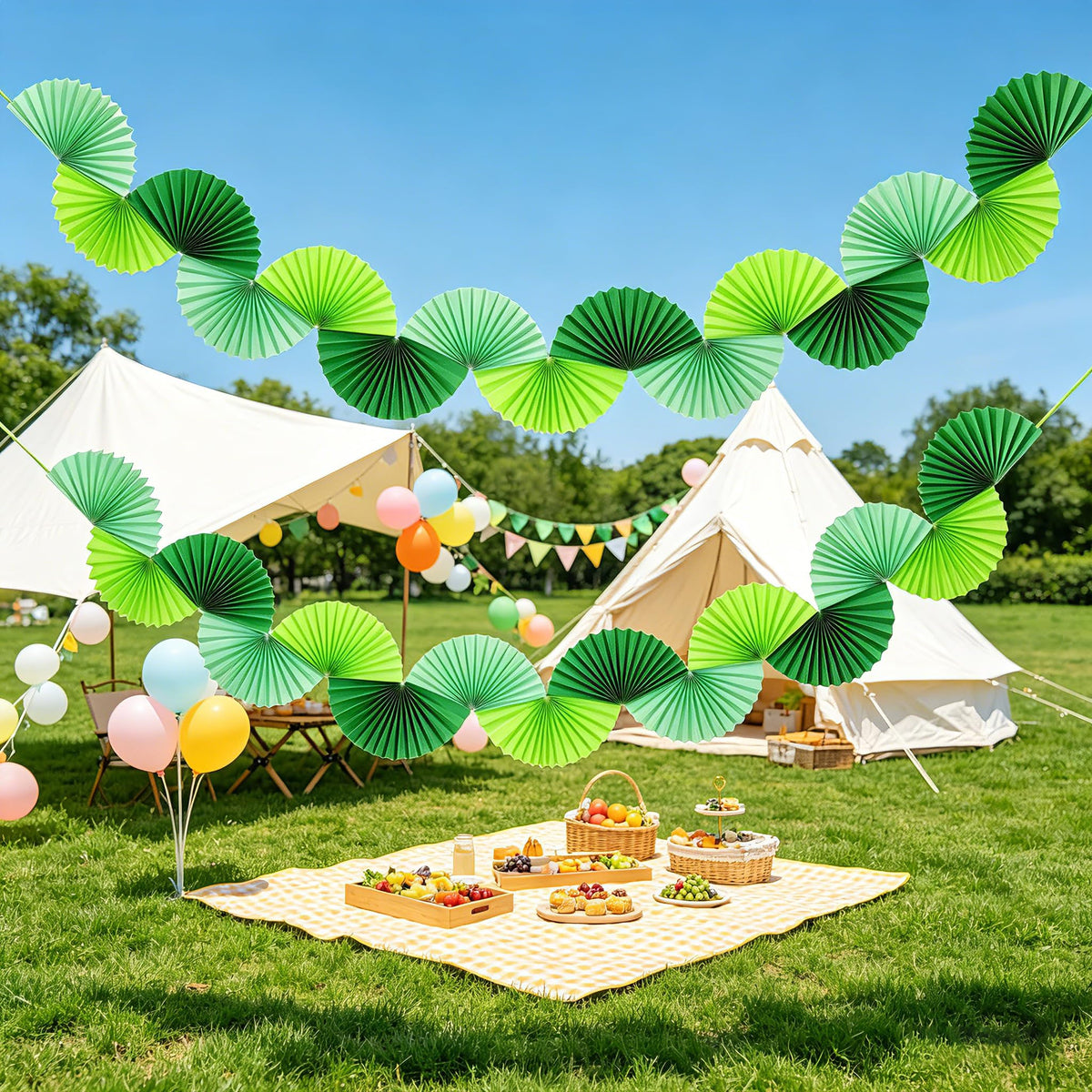 Green Paper Fan Garlands L893