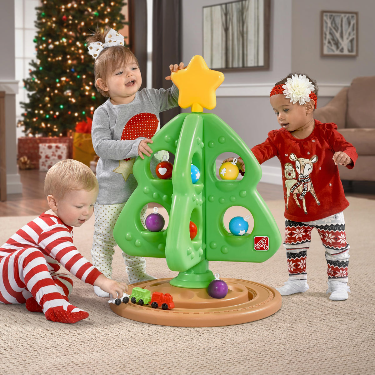 Kids Interactive Holiday Tree with 12 Colorful Plastic Ornaments M11876