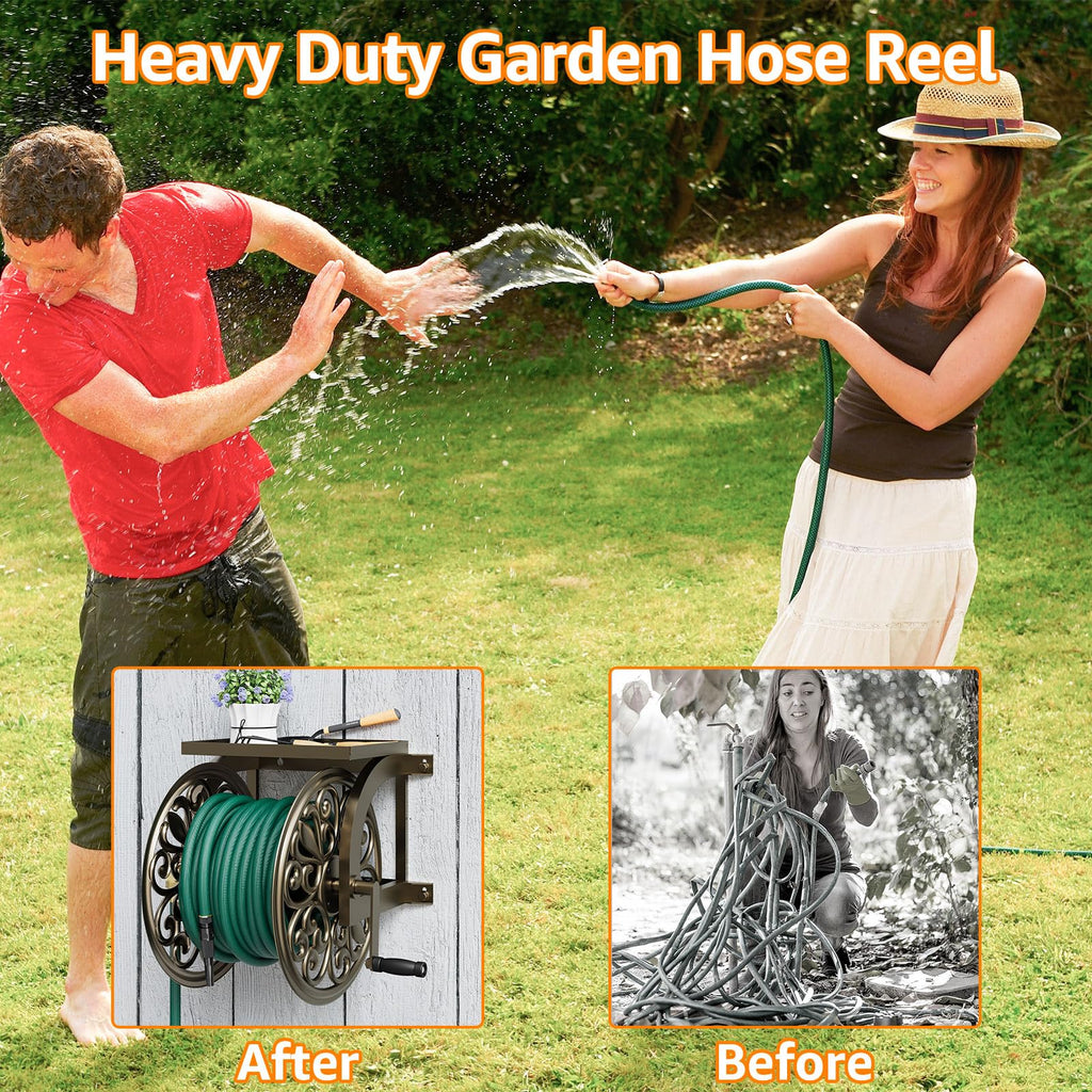Wall Mount Garden Hose Reel, Holds 200-Feet of 5/8-Inch Hose P66084
