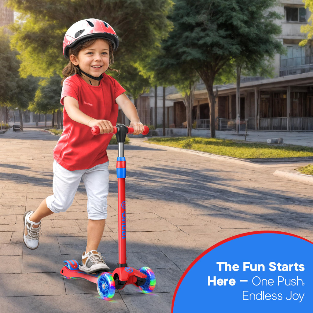 3-Wheel Kids Scooter Adjustable Height Anti-Slip Deck Red and Blue Q2301