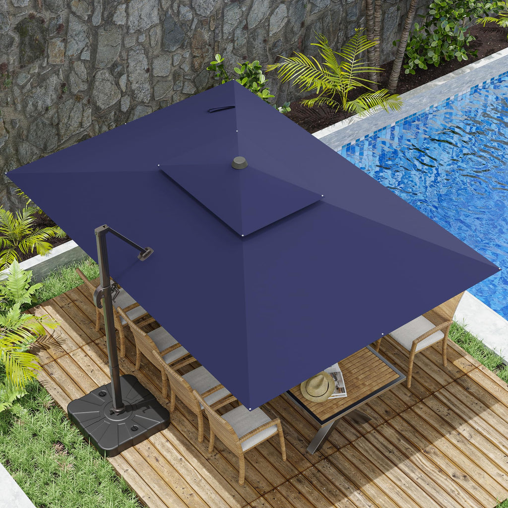 10x13FT Navy Blue Double Top Cantilever Patio Umbrella L214