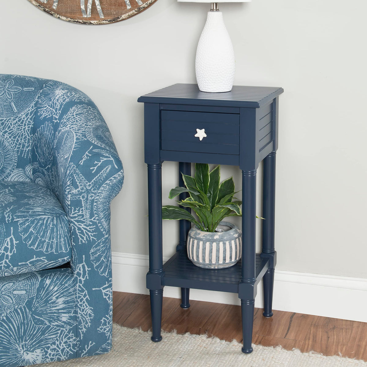 Navy Small Accent Table with Storage L192