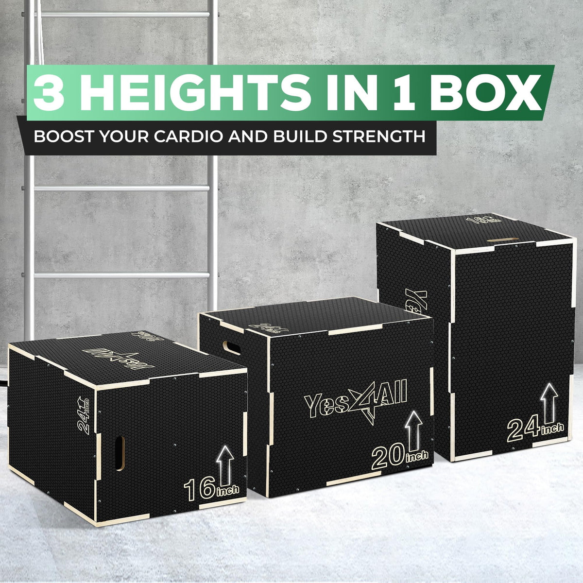 3-in-1 Non-Slip Wooden Plyo Box L1488